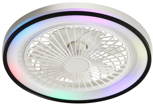 FUNEBIKE Deckenventilator mit Beleuchtung Fernbedienung, 6 Geschwindigkeiten, RGB & 3 Farben einstellbares Licht, Flaches Dimmbar Moderne Deckenleuchte mit Ventilator für Schlafzimmer, Wohnzimmer