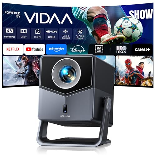 Proiettore 4K【1400 ANSI/Vidaa Sistema】2 * 18W Dolby Audio Proiettore Auto Focus e Keystone Videoproiettore Bluetooth 5.4 Two-way Projector con AirPlay TOPTRO A2 Proiettores TV per Home Cinema/Esterni