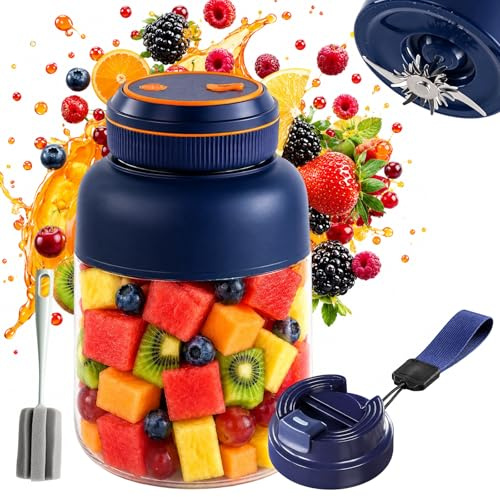 2026 New Portable Wireless Juicer Cup, 38 Blades Large Capacity Portable Blender, Food-Safe Material, Freshly Juiced in 40s, Multifunctional Blender Bottle for Juices,Milkshake,Smoothie (Blue,1300ml)