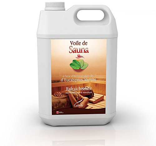 Camylle - Voile de Sauna Eucalyptus/menthe - Fragrances à base d’Huiles Essentielles 100% Pures et Naturelles pour Sauna - Rafraîchissant aux arômes frais et stimulants - 5000ml