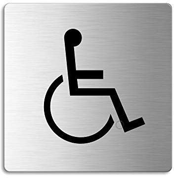 OFFORM DESIGN WC-Schild Rollstuhl behindertengerecht Toilettenschild 85x85 mm selbstklebend Nr.8934