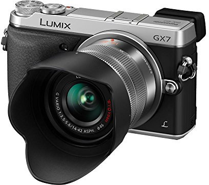 Panasonic Lumix DMC-GX7 Systemkamera (16 Megapixel, 7,5 cm (3 Zoll) Display, Full HD, optische Bildstabilisierung, WiFi, NFC) mit Objektiv H-FS1442AE-S schwarz/silber