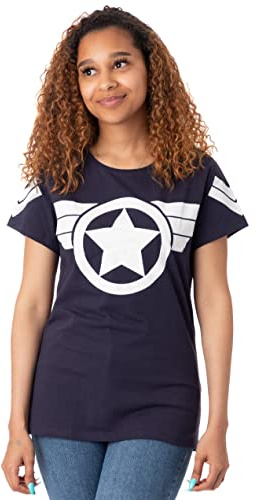 Captain America Super Soldier Women's Navy White T-Shirt
