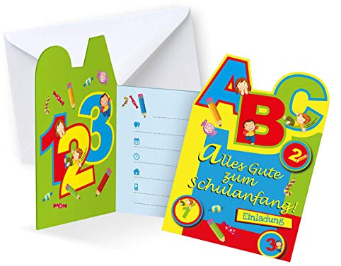 Folat 61310 - Einladungskaren Schulanfang, 6 Stück, Schulstart, 1. Schultag, Schulanfangsparty