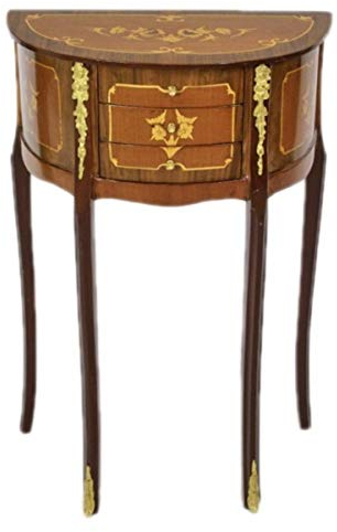 Casa Padrino Barock Kommode Mahagoni Intarsien/Gold mit 3 Schubladen - Nachtschrank Antik Stil