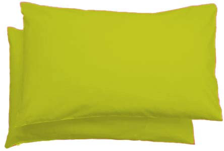 AR Plain Dyed PolyCotton Pair Pack of Housewife Pillow Cases Multiple Colors (Lime Green)