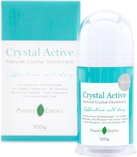Crystal Natural Deodorant Stick, Mineral Alum Stone, Unscented, Single-Ingredient Formula, No Aluminium Chlorohydrate, Thai Crystal, for Men & Women, 100g
