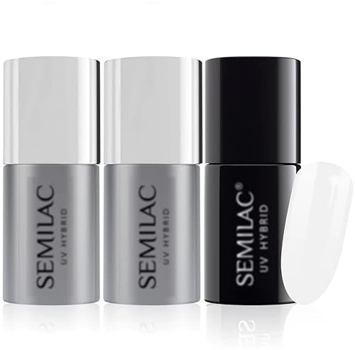 Semilac Base Coat, Top Coat & UV Gel Colour Polish. Long Lasting, Chip Resistant & Easy To Apply. 001 Strong White Colour UV Gel Nail Varnish. Perfect For Manicure or Pedicure.