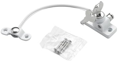 Cardea Solutions Essential Window Cable Restrictor - Suitable for uPVC, Wooden, Metal, and Aluminum Window Frames, Easy Install Child Safety Lock - White (1 Pack)