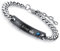 Flongo Edelstahl Armband Armreif Armkette Silber Schwarz Zirkonia Panzerkette Kette Partnerarmbänder Paar Strass His Queen & Her King Gravur Krone Love Liebe Herren