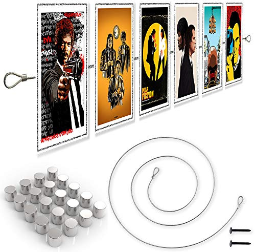 LeTOMA - Fotoseil 150 cm mit 15 extrem starken Neodym Magneten - Praktisches 2er Set einzeln verpackt - Bilderseil, Fotodraht, Fotomagnetseil