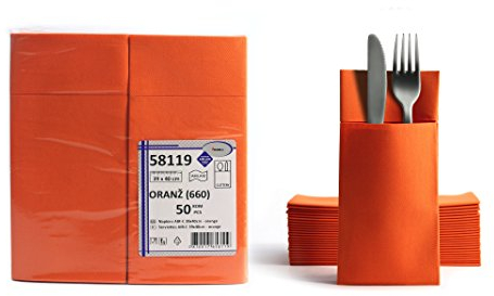 AROBA 100x Airlaid Besteckservietten (Orange, 39x40 cm) - Hochwertige Serviettentaschen - Fertig gefaltete Bestecktaschen - Stoffähnliche Airlaidservietten