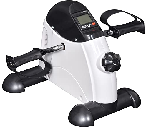 HOMCOM Mini Heimtrainer Fitnessbike Pedaltrainer mit LED Display 5 Modelle Arm und Beintrainer Fitnessgerät Hometrainer für Senioren Zuhause Heim Büro 40 x 39 x 29 cm Weiß