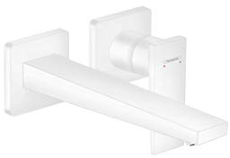 Hansgrohe Metropol Grifo monomando de lavabo empotrado con manecilla plana caño 22,5 cm, blanco mate, 32526700
