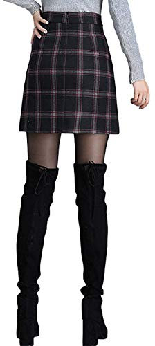 Lazutom Mini Jupe à Carreaux Vintage pour Femme - Rouge - 44