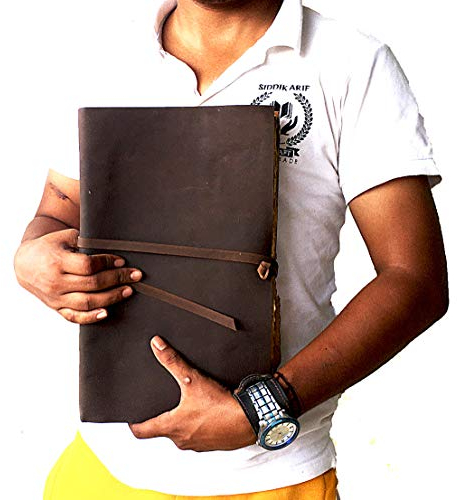 ALCRAFT Leather Journal Vintage Leather Bound Journal Handmade Antique Cover 33.02 X 25.4 CM