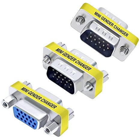 DTech 3Pack VGA Connector Female to Female Gender Changer Male to Female Adapter（Male to Male Coupler）