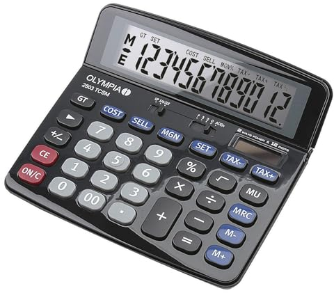 Olympia Tools 40183 Modell 2503 Taschenrechner Desktop Finanzrechner, Schwarz/Blau/Grau