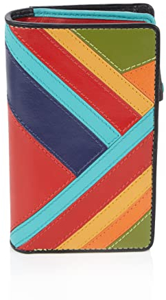 Visconti 100% Leder Portemonnaie - RFID Schutz Damen Geldbeutel - 19 x 14,5 cm - Geldbörse mit Druckknopf und Reißverschluss für Extra Sicherheit Bifold Portmonee mit Geschenk-Box - Clara - Mehrfarbig