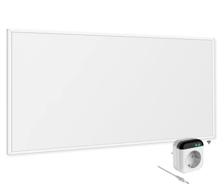VIESTA® Infrarot Wandheizung mit Thermostat [FERNBEDIENUNG + WIFI STEUERUNG] – Infrarotheizung Wandmontage Heizkörper – Carbon Crystal Infrarot Paneel App steuerbar – (Modell TH70 WIFI - 600W)