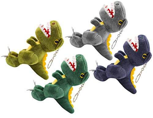 Parliky 4 Stück Dinosaurier-schlüsselanhänger Goodie-Bag-füller Schlüsselbund Plüsch Hängender Anhänger Rucksack-schlüsselanhänger Plüschtier Pp Baumwolle Karikatur Zubehör Fräulein