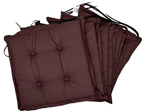 Natalia Spzoo Set von Stuhlkissen Sitzkissen Kissen Sitzauflage 40x40cm mit Bindebändern und Rundsteppung (6er Pack, 002)