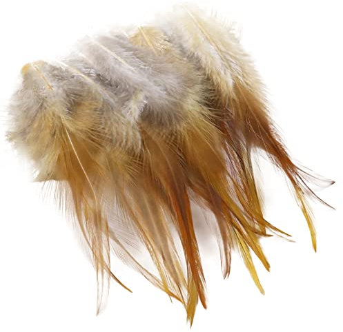 URFEDA 100 Stück Braun Hahnenfedern,Federn Basteln,14-20CM DIY Bastelfedern für Bastelprojekte Traumfänger DIY Ohrringe Faschingskostüme Party Hüte Masken Schmuckstücke Ostereier Deko Fasanfedern