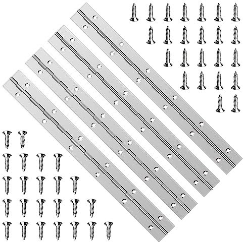 YHNTGB 4pcs 12inch Piano Hinge, Stainless Steel Continuous Hinge, Piano Hinges Heavy Duty with 48pcs Screws for Cabinets Boat Marine Door DIY Woodworking Storage Box Hatche Furniture Hardware
