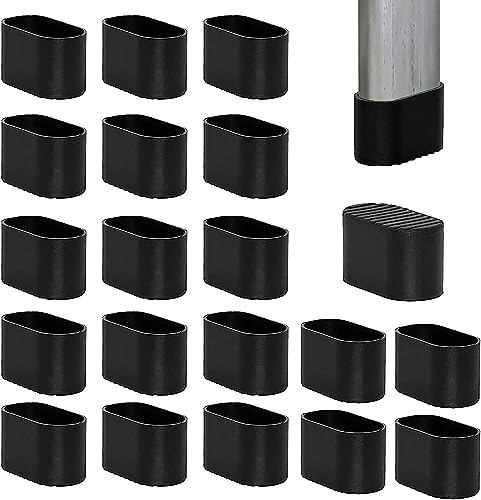 LATRAT 20 Stück Stuhlbeinkappen, Stuhlbeinschutz Fußkappen für Gartenstühle, für Ovalrohre Rohrkappen Stuhl Möbel, Schwarz