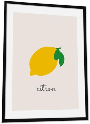 JUHMI Bilder Küche : Vintage Fruits Citron - Poster als Deko Aesthetic Wanddeko Küche/Esszimmer/Wandbilder Wohnzimmer - Küchenbilder Geschenk: Zitrone - A4 (21x29,7cm) Ohne Rahmen