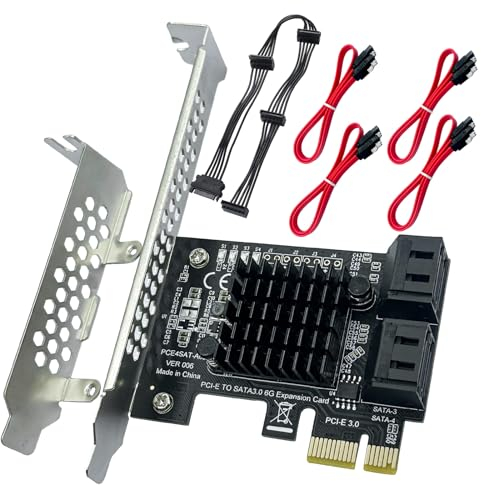 Xdingjiala Scheda SATA 3.0 PCIe 4 porte 1X, controller di espansione PCI Express da 6 Gbps, scheda SATA III Gen3, supporto per Windows XP / 7/8/10 / Linux