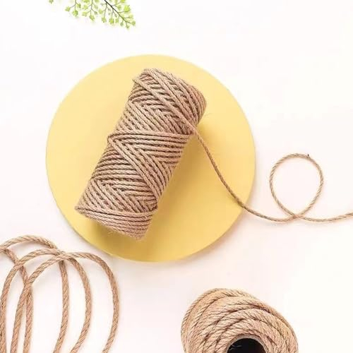 Cordel Yute Gruesa Decorativo 6mm/100m, Cuerda de Yute Natural，Cuerda Cañamo Cuerda de Jardín, Cuerda Sisal Rascador para Gatos, Cuerda de Embalaje Yute Rollo para Bricolaje, Regalos, Manualidades ( C