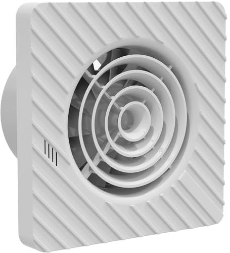 Pebble Grey White Bathroom Extractor Fan with Timer & Humidistat 4”/100mm IP45 Rated - Wave Silent Bathroom Fan Extractor for Ventilation, Exhaust Fans for Kitchen, Wall/Ceiling Mounted Axial Fans
