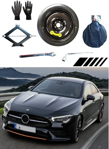 Notrad 18 kompatibel mit Mercedes CLA AMG mit Wagenheber, Schlüssel, Handschuhe und Tasche
