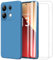 MOONESS Cover per Xiaomi Redmi Note 13 Pro 4G (6.67) Custodia,Con 2 Pellicola Vetro Temperato Morbida Sottile Liquid TPU Case - Blu