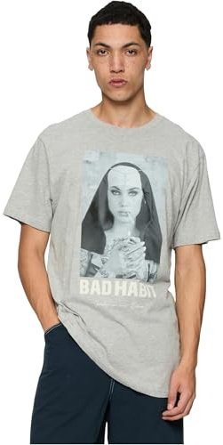 Mister Tee Herren T-Shirt Bad Habit Tee, T-Shirt mit Fotoprint für Männer, Regular Fit, Baumwolle, Größen XS - 5XL