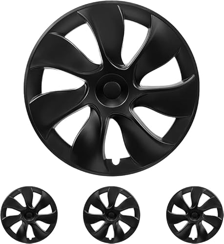 Luxus 19-Zoll Tesla Model Y Radkappen - Hochwertige Matte Schwarze Performance Felgen, Felgenschutz, Turbinendesign Radabdeckungen, Mühelose Snap-On Montage - Elegantes Autozubehör