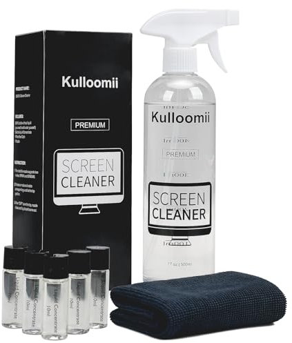 Spray e salvietta detergente per schermo da 2500 ml, detergente per schermo TV per computer, laptop, monitor, telefono, iPad, MacBook, elettronica, LCD, LED, flacone spray + 5 soluzioni concentrate +
