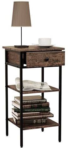 VCM Beistelltisch Eiche Vintage 35x35x70 cm 2 Fächer 1 Schublade Wohnzimmer | Stauraum für kleine Utensilien - geeignet für den täglichen Gebrauch - für kompakte Räume - vielseitig kombinierbar