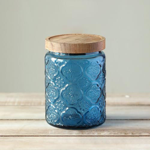 Vintage Glass Jar,Candy Bottle with Lid 700ml Vintage Colored Mason Jar for Kitchen Decorative Bottle for Coffee Tea Candy Cookies (Blue)