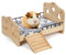 JAZUIHA Meerschweinchen Bett Holz mit Treppe, Geländer und Matte, Zwergkaninchen Bettchen Kuschelkissen, Kaninchenbett für Kleintiere Chinchillas Hamster Frettchen und Igel