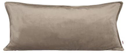 beties Samt&Sonders-Serie, Kissenhülle ca. 30x70 cm mit dekorativer Jeansnaht, aus deutschem Unternehmen in hochwertiger Qualität, Farbe: Taupe