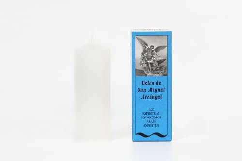 Velón Preparado San Miguel Arcángel – Ritual con Vela Blanca para Protección y Purificación | Vela Esotérica para Purificar nuestro entorno | Hecho a Mano con Hierbas | Incluye Instrucciones y Oración