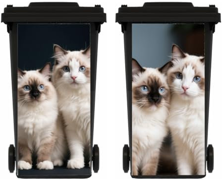 TGBYHU 2 Sheets Cat Wheelie Bin Stickers, Multi-Size Self-Adhesive Dustbin Stickers, Wall Art, Waterproof Decal for Garden, Indoor Outdoor