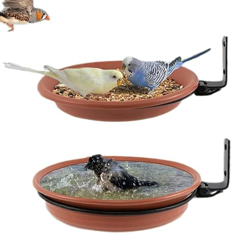 Futterspender für Vögel, montiert auf Baum, Wasserspender für Vögel – 2 Wasserschalen für Garten, Bäume, Terrasse, Wand, Innenbereich, Rasen, Außen und