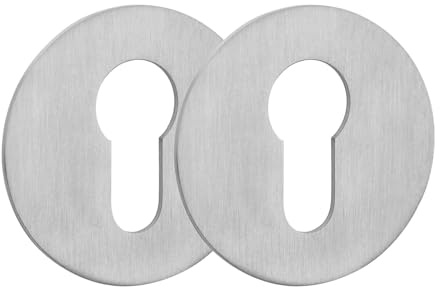 2er Set SOTECH Kleberosetten rund Ø 55 mm Edelstahl Satin mit 3M-VHB-Klebepad ohne Bohren montierbar für Schlösser mit Profilzylinder in Möbel und Türen