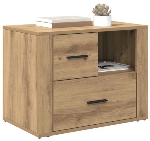 vidaXL Bedside Cabinet Artisan oak 60 x 36 x 45 cm Engineered wood, Modern Nightstand, Rectangular Storage Table, Compact Bedside Cabinet for Minimalist Bedroom, Elegant Design, Functional Furniture