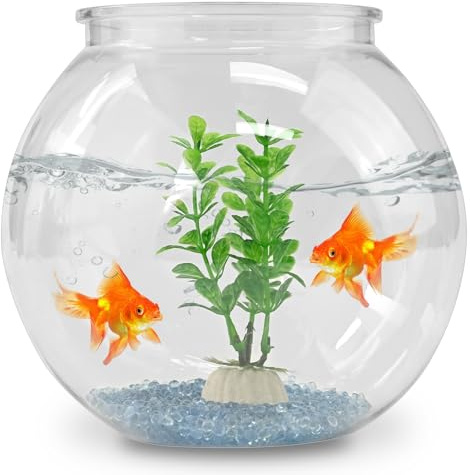 DARENYI Plastic Goldfish Fish Bowl Drum Clear Aquarium Starter Kits