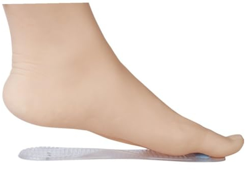 LRXIYODE Pair of 3/4 Size Transparent Adhesive Gel Massage Arch Insoles with Support for High Heel Shoes and Sandals Non Slip Arch Shoe Insoles