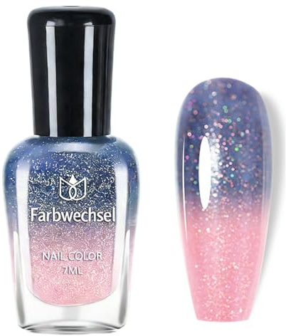 Farbwechsel Nagellack – 7Ml Temperaturgesteuerter Nagellack mit Farbtemperaturregelung, langanhaltend und schnelltrocknend, Air dry Color Change Nail polish für Nageldesign, ohne UV-Lampe (Pink)